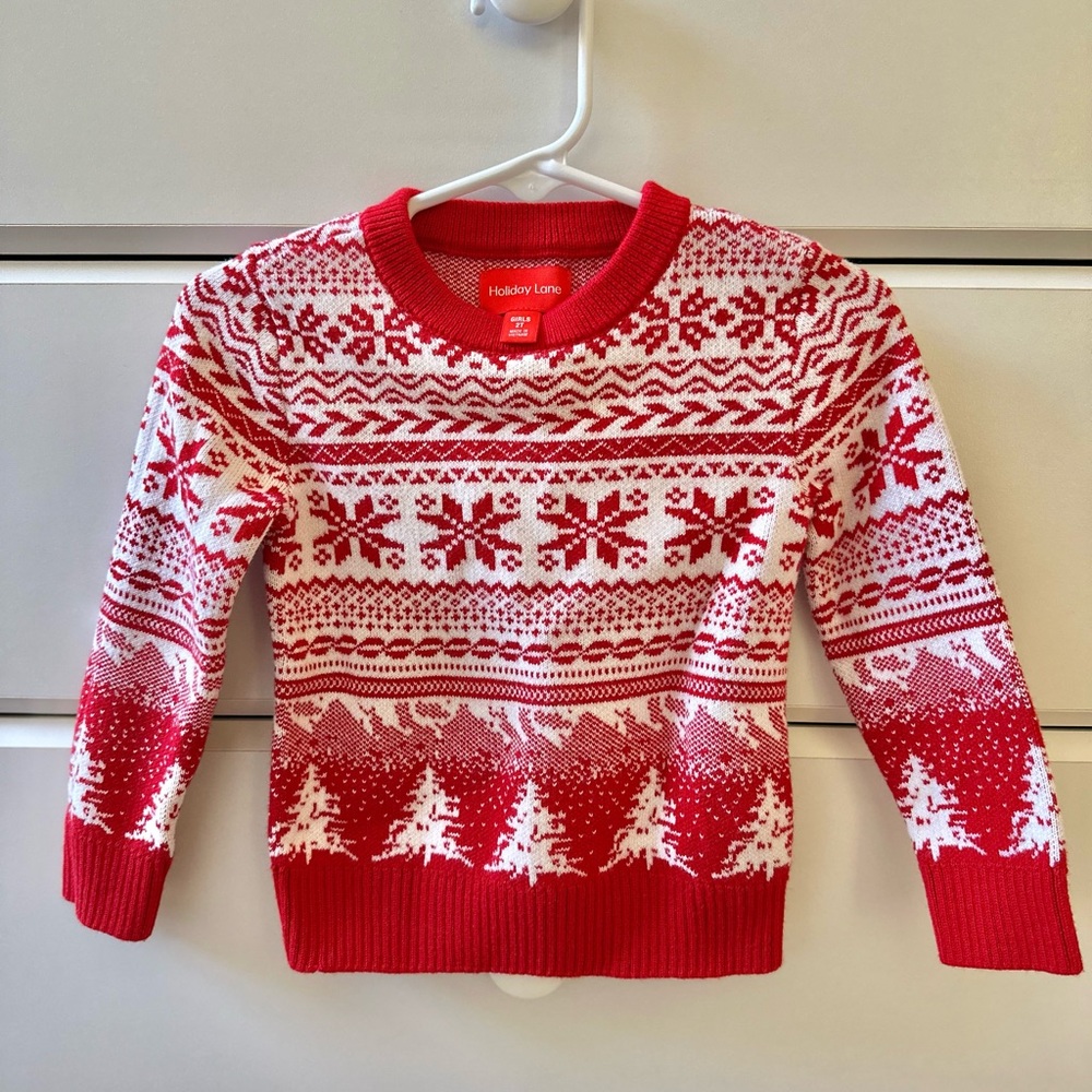 Holiday Lane Red and White Festive Sweater